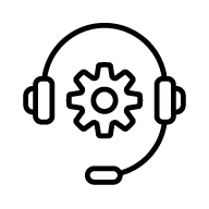 A headset icon with a settings cog